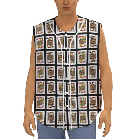 Four Jacks Playing Cards Pattern Print Sleeveless Baseball Jersey