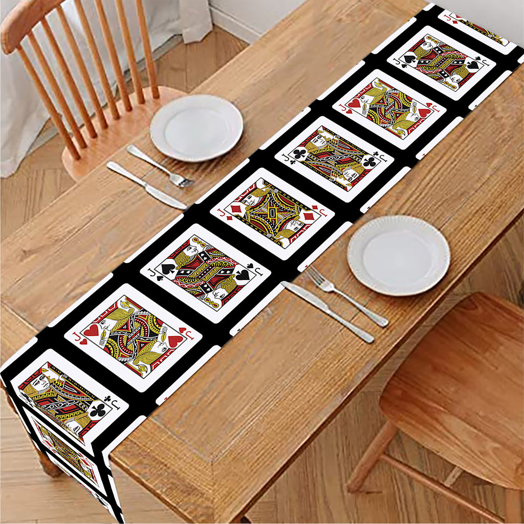 Four Jacks Playing Cards Pattern Print Table Runner
