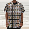 Four Jacks Playing Cards Pattern Print Textured Short Sleeve Shirt