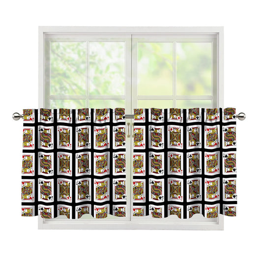 Four Jacks Playing Cards Pattern Print Tier Curtains