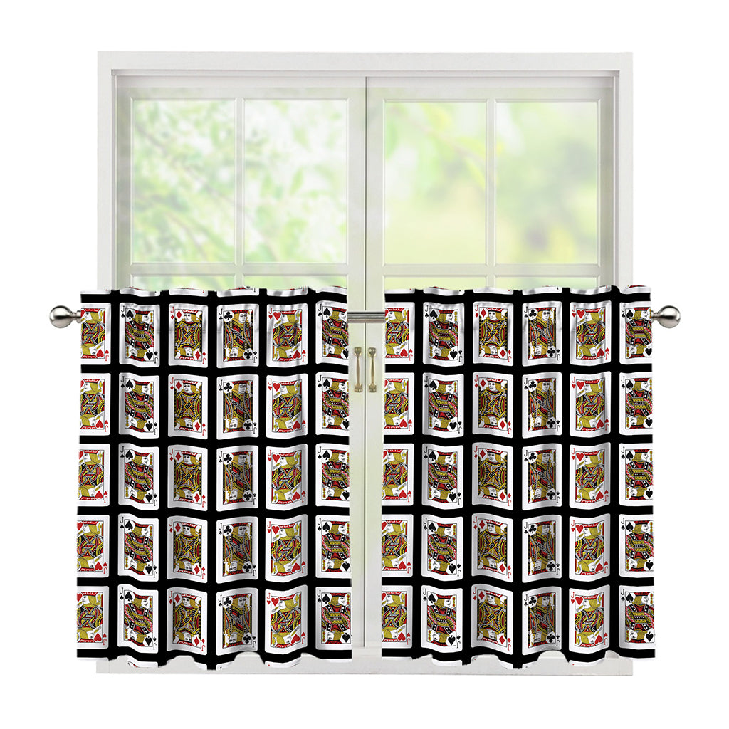 Four Jacks Playing Cards Pattern Print Tier Curtains