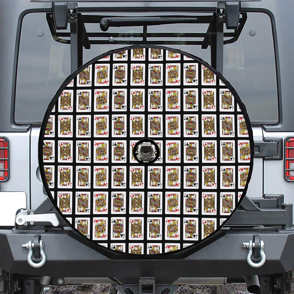Four Jacks Playing Cards Pattern Print Tire Cover With Camera Hole