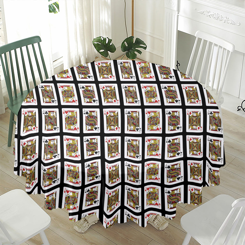 Four Jacks Playing Cards Pattern Print Waterproof Round Tablecloth