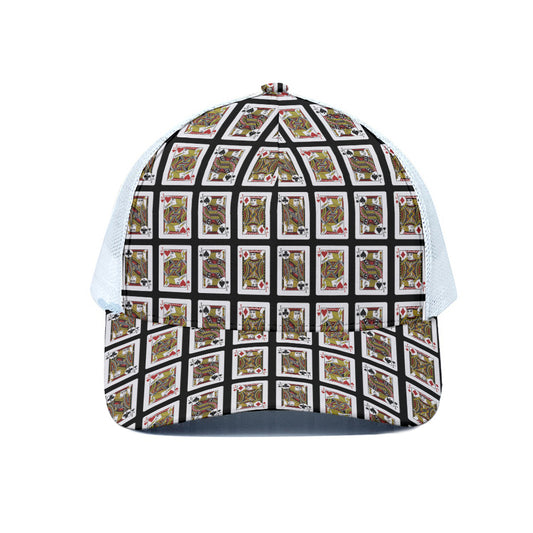 Four Jacks Playing Cards Pattern Print White Mesh Trucker Cap