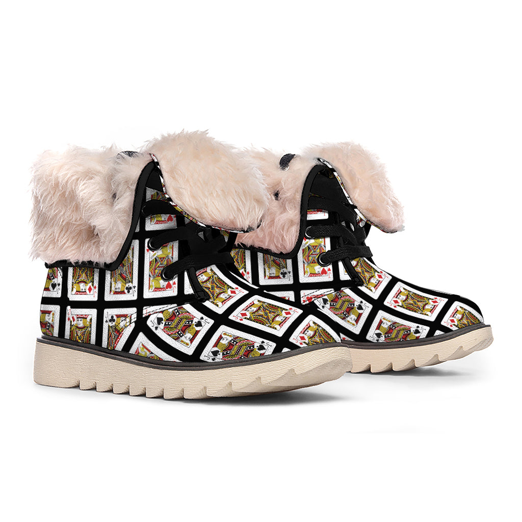 Four Jacks Playing Cards Pattern Print Winter Boots