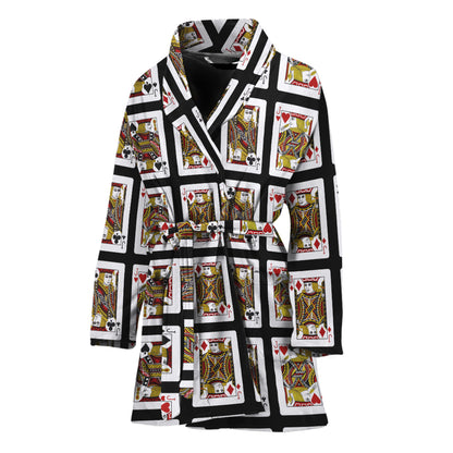 Four Jacks Playing Cards Pattern Print Women's Bathrobe