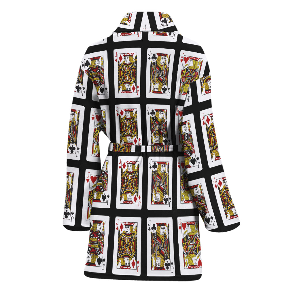 Four Jacks Playing Cards Pattern Print Women's Bathrobe