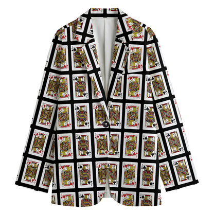 Four Jacks Playing Cards Pattern Print Women's Blazer