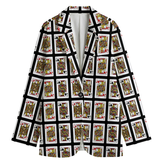 Four Jacks Playing Cards Pattern Print Women's Blazer