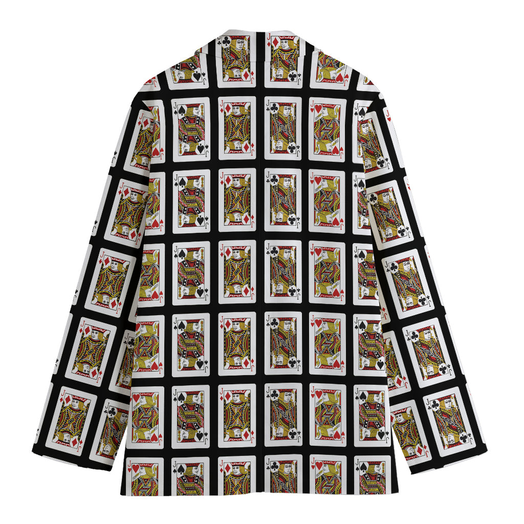 Four Jacks Playing Cards Pattern Print Women's Cotton Blazer