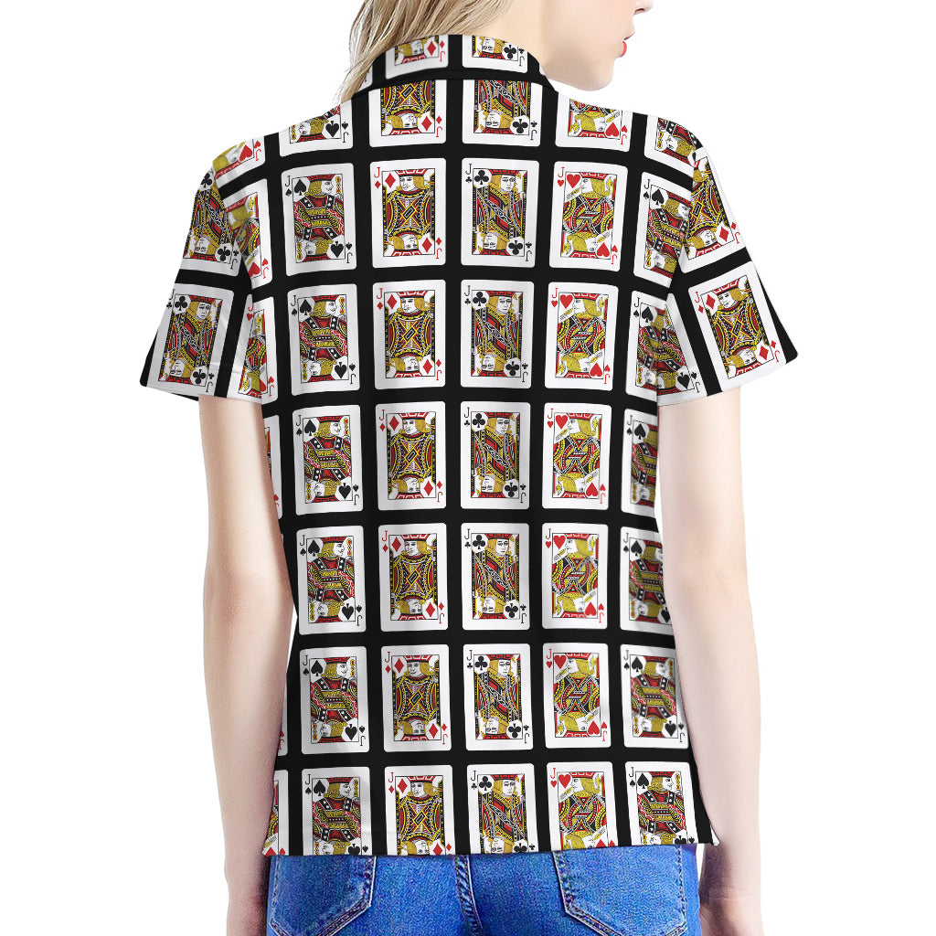 Four Jacks Playing Cards Pattern Print Women's Polo Shirt