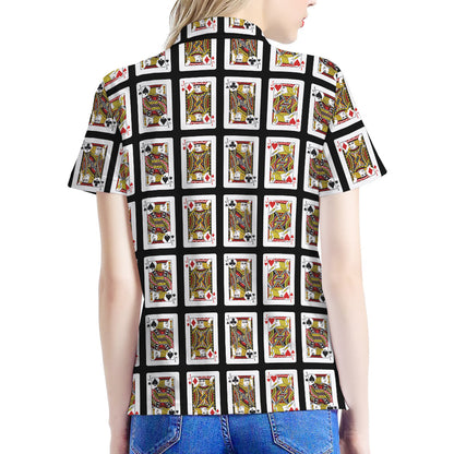 Four Jacks Playing Cards Pattern Print Women's Polo Shirt