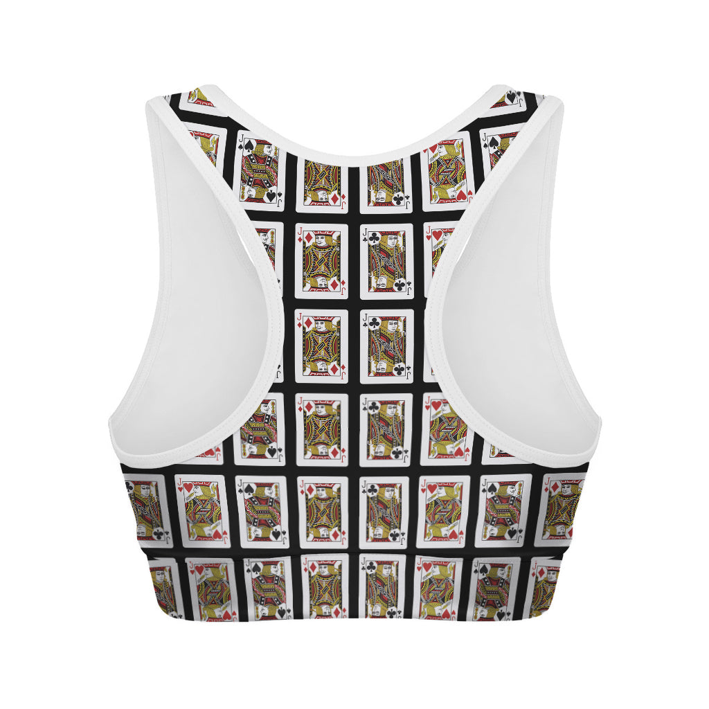Four Jacks Playing Cards Pattern Print Women's Sports Bra