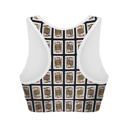Four Jacks Playing Cards Pattern Print Women's Sports Bra
