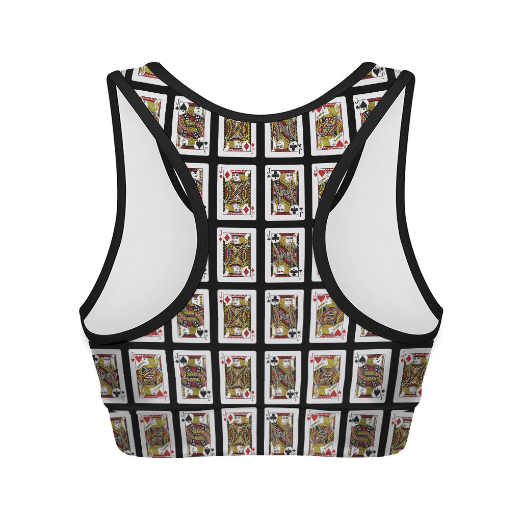 Four Jacks Playing Cards Pattern Print Women's Sports Bra