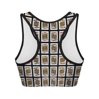 Four Jacks Playing Cards Pattern Print Women's Sports Bra