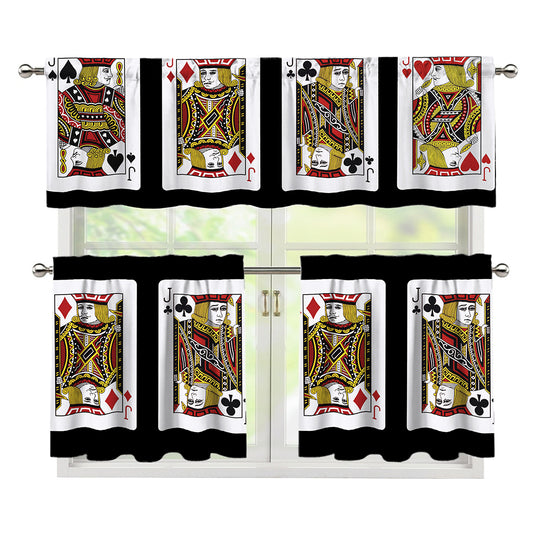 Four Jacks Playing Cards Print 3 Piece Kitchen Curtains