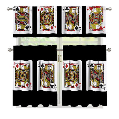 Four Jacks Playing Cards Print 3 Piece Kitchen Curtains