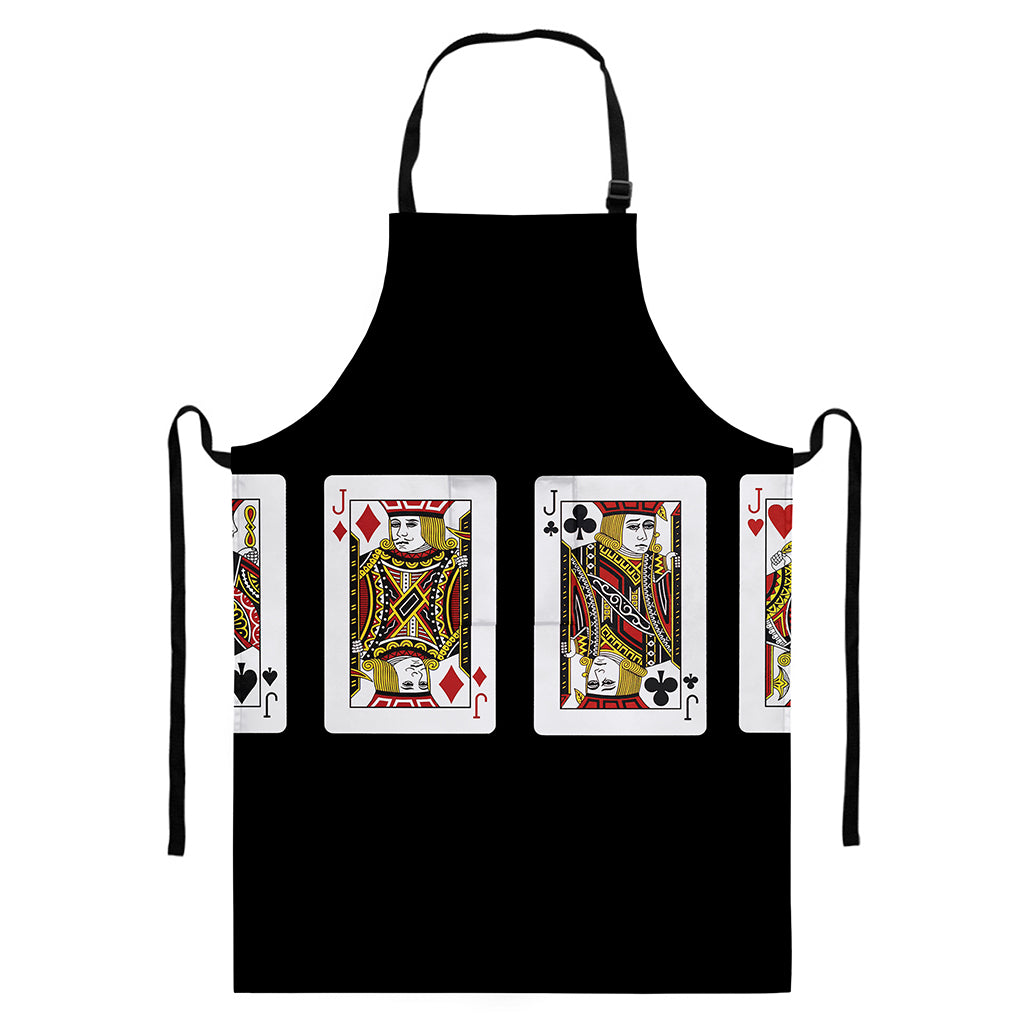 Four Jacks Playing Cards Print Bib Apron With Pocket