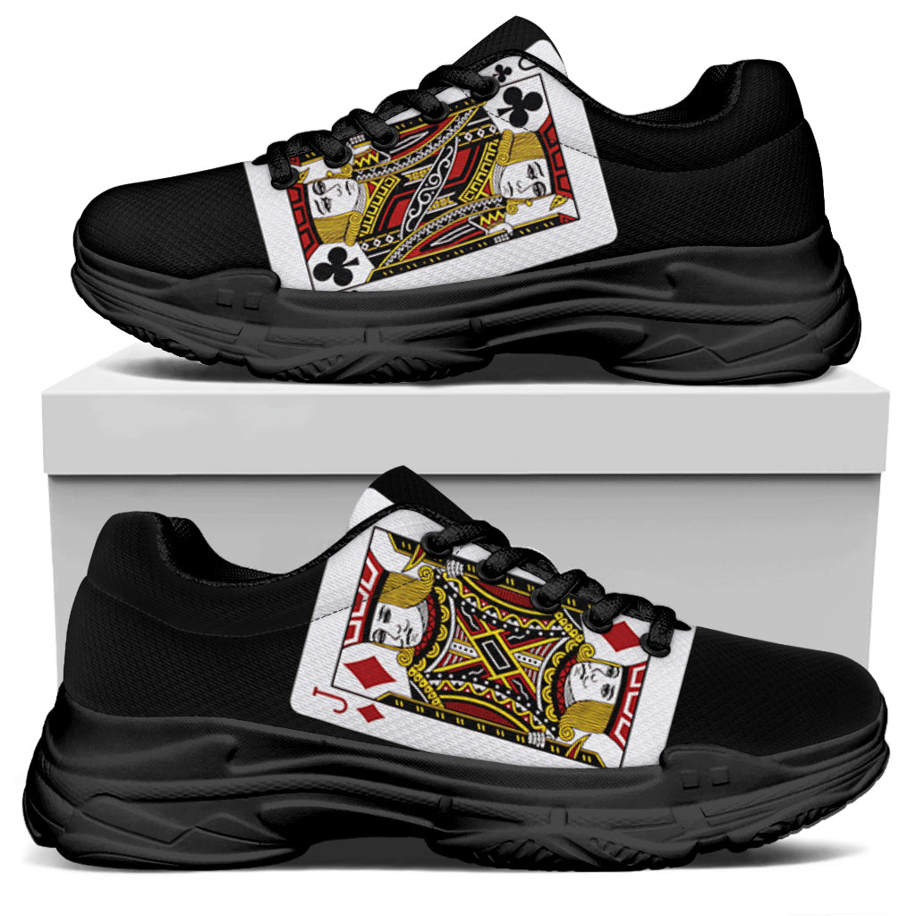 Four Jacks Playing Cards Print Black Chunky Shoes