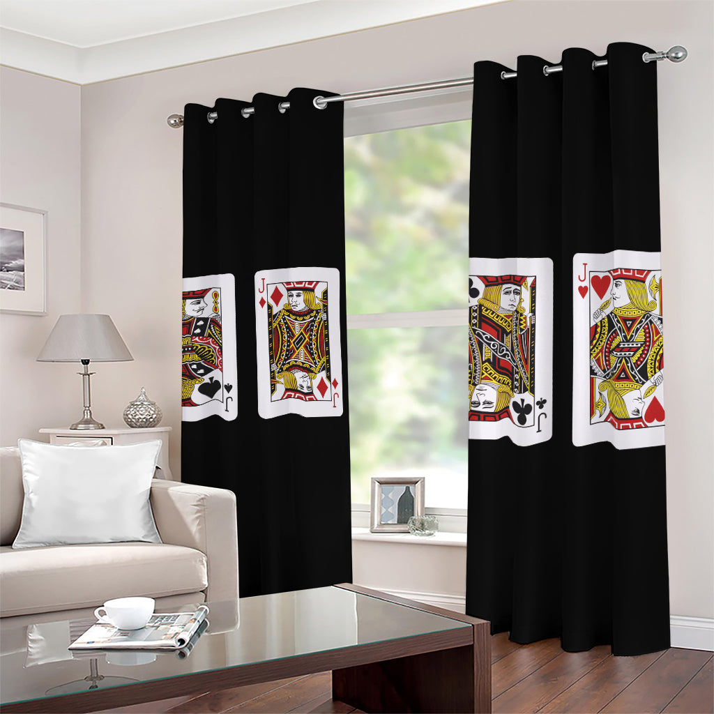 Four Jacks Playing Cards Print Blackout Grommet Curtains