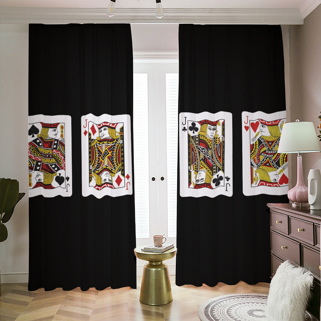 Four Jacks Playing Cards Print Blackout Pencil Pleat Curtains