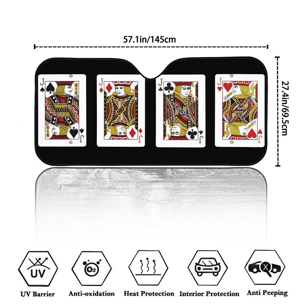 Four Jacks Playing Cards Print Car Windshield Sun Shade