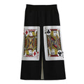 Four Jacks Playing Cards Print Cotton Front Slit Maxi Skirt