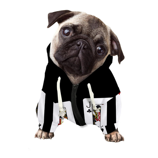Four Jacks Playing Cards Print Dog Zip Up Hoodie