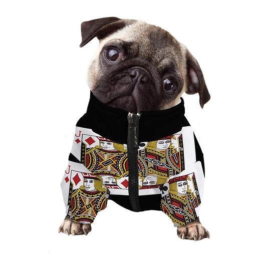 Four Jacks Playing Cards Print Dog Zip Up Jacket