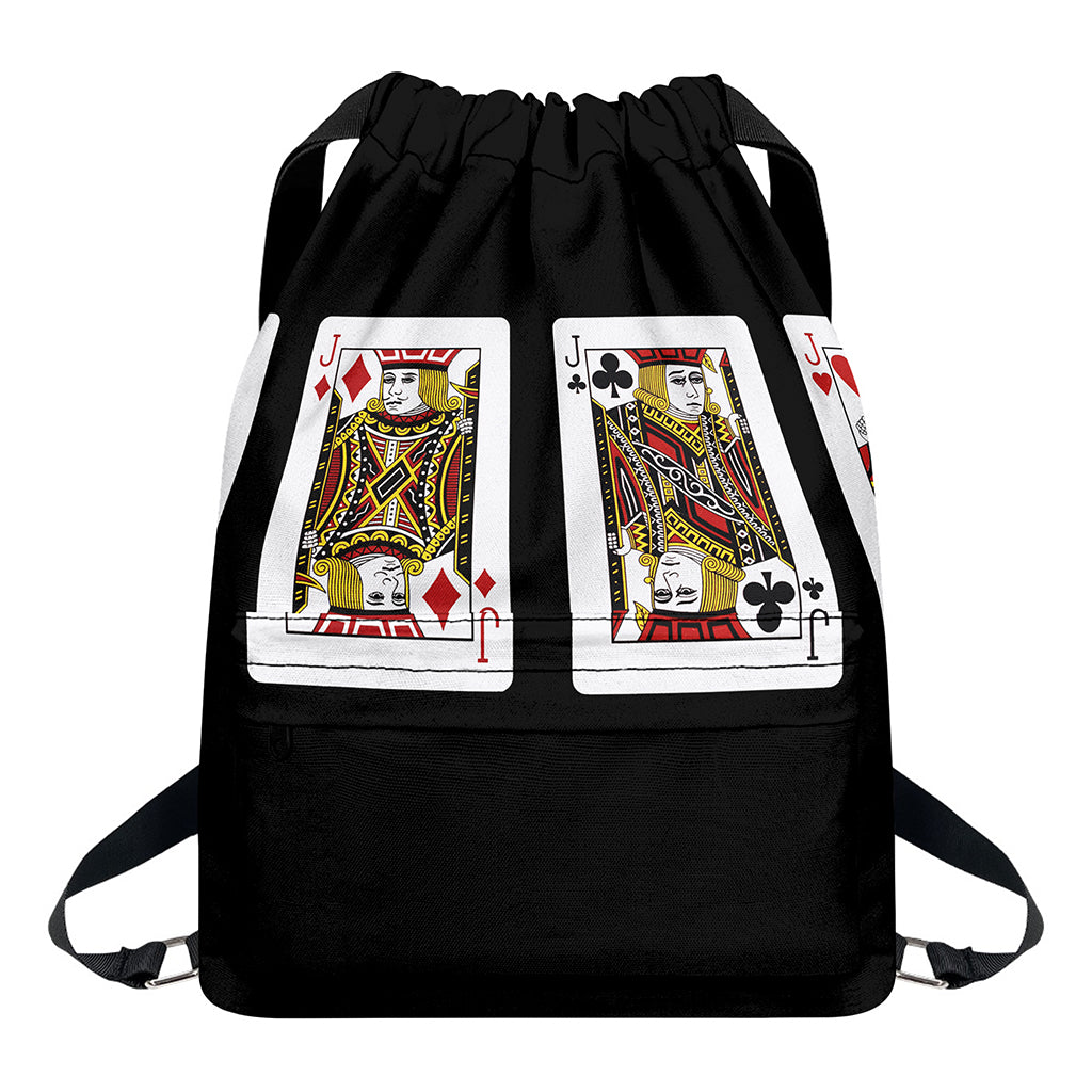 Four Jacks Playing Cards Print Drawstring Backpack