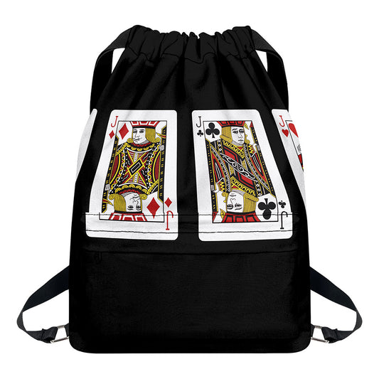 Four Jacks Playing Cards Print Drawstring Backpack