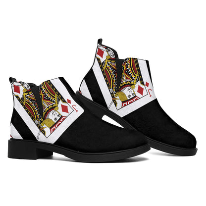 Four Jacks Playing Cards Print Flat Ankle Boots