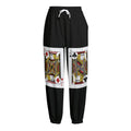 Four Jacks Playing Cards Print Fleece Lined Knit Pants