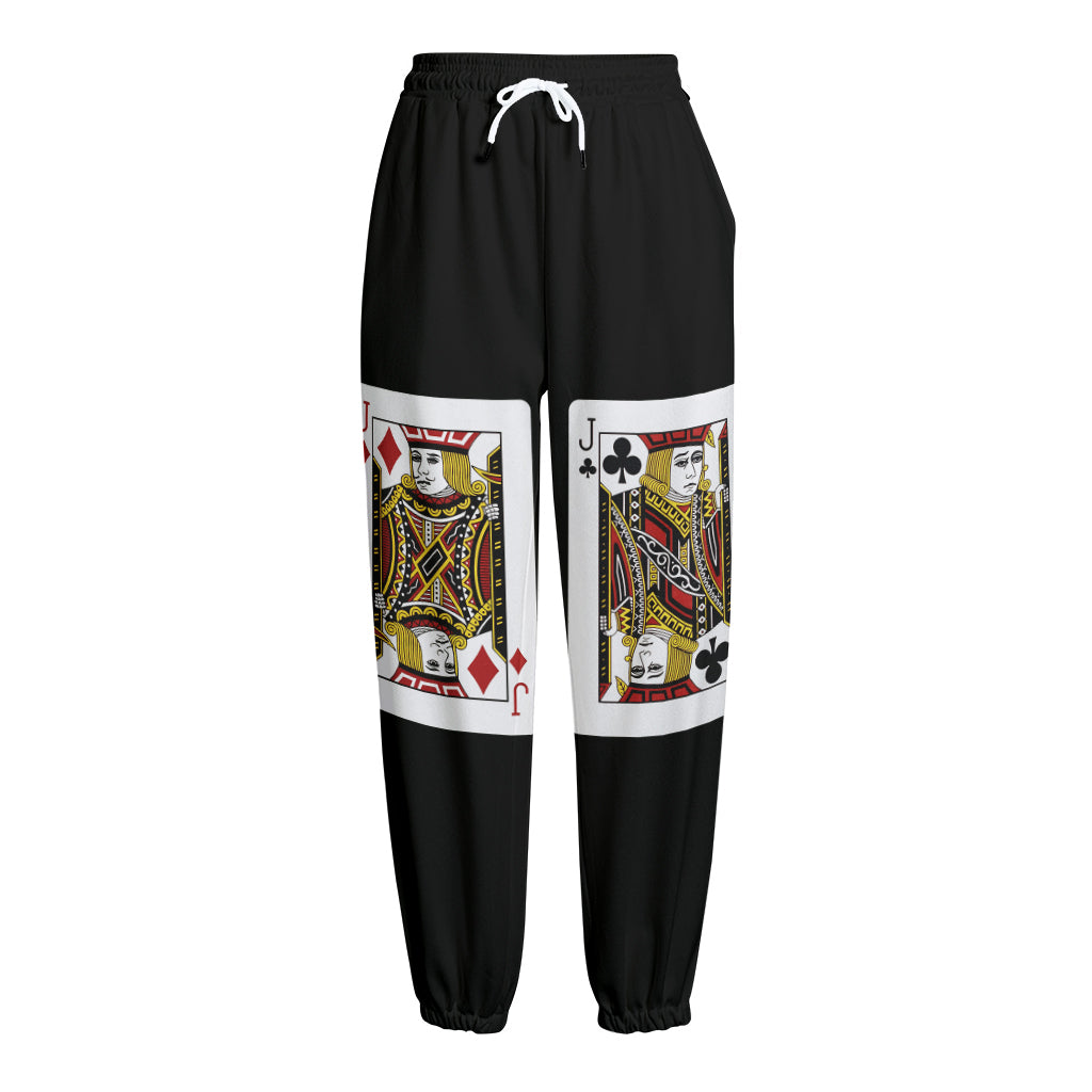 Four Jacks Playing Cards Print Fleece Lined Knit Pants