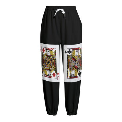 Four Jacks Playing Cards Print Fleece Lined Knit Pants