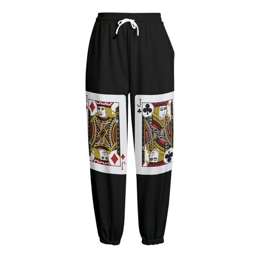 Four Jacks Playing Cards Print Fleece Lined Knit Pants