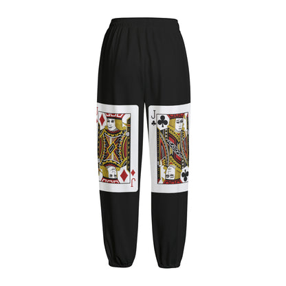 Four Jacks Playing Cards Print Fleece Lined Knit Pants
