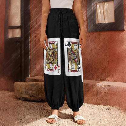 Four Jacks Playing Cards Print Harem Pants