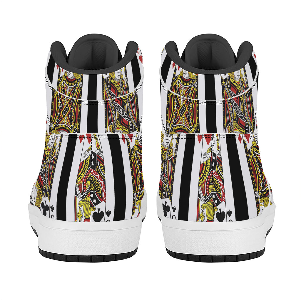 Four Jacks Playing Cards Print High Top Leather Sneakers