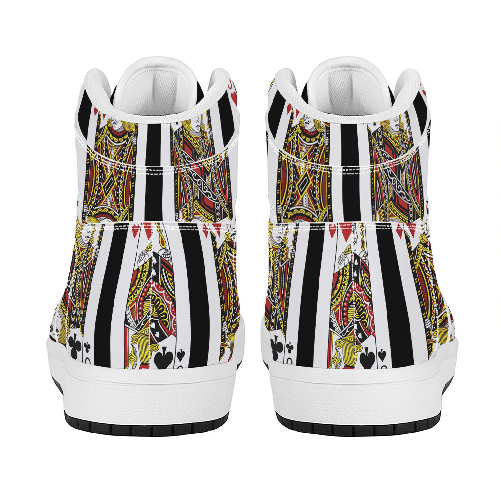 Four Jacks Playing Cards Print High Top Leather Sneakers