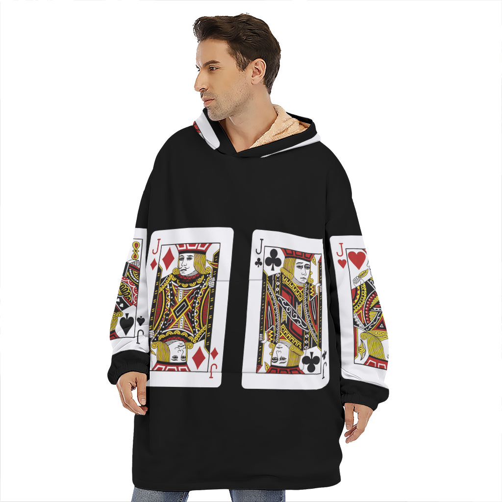 Four Jacks Playing Cards Print Hoodie Blanket