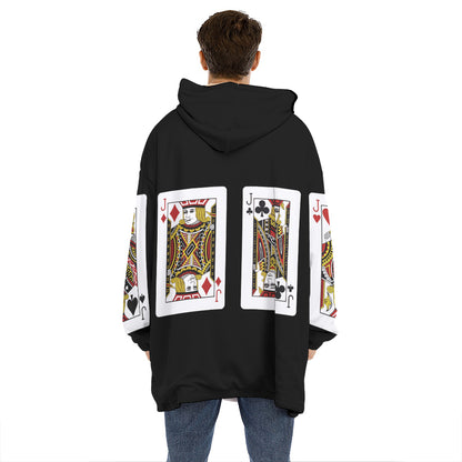 Four Jacks Playing Cards Print Hoodie Blanket