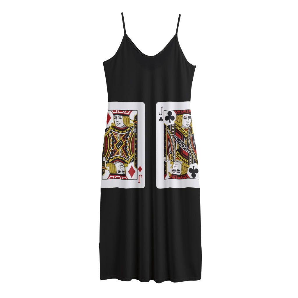 Four Jacks Playing Cards Print Jersey Midi Cami Dress