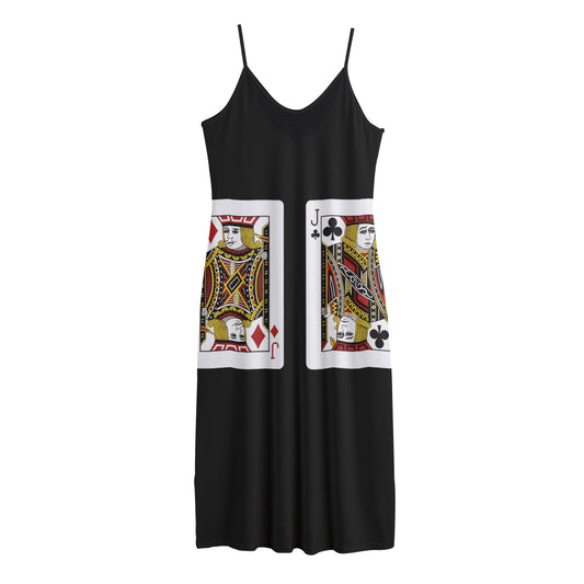 Four Jacks Playing Cards Print Jersey Midi Cami Dress