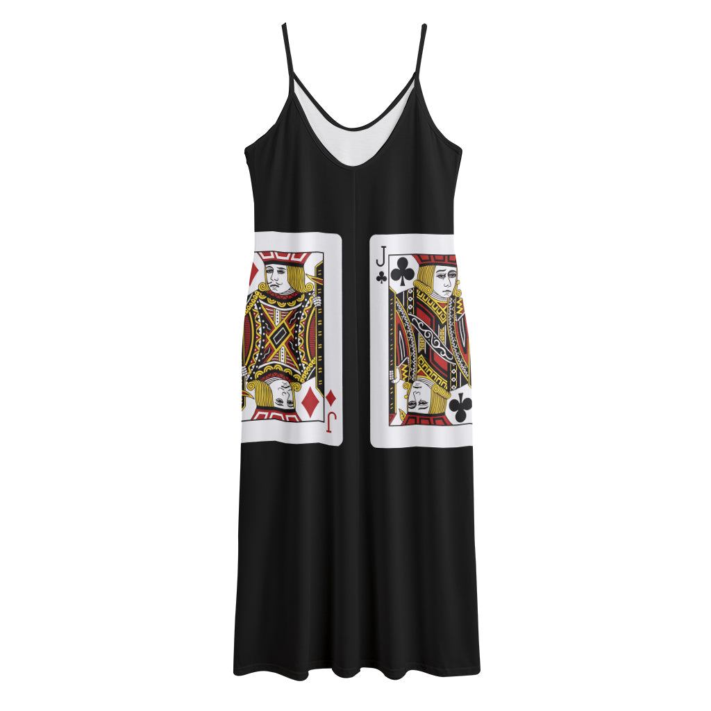Four Jacks Playing Cards Print Jersey Midi Cami Dress