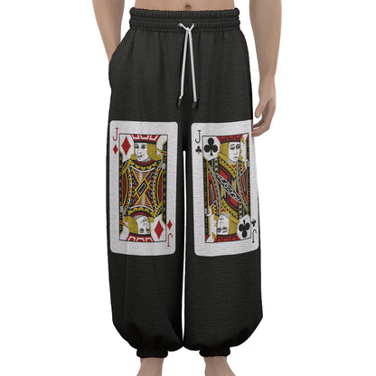Four Jacks Playing Cards Print Lantern Pants