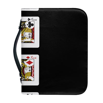 Four Jacks Playing Cards Print Leather Bible Cover