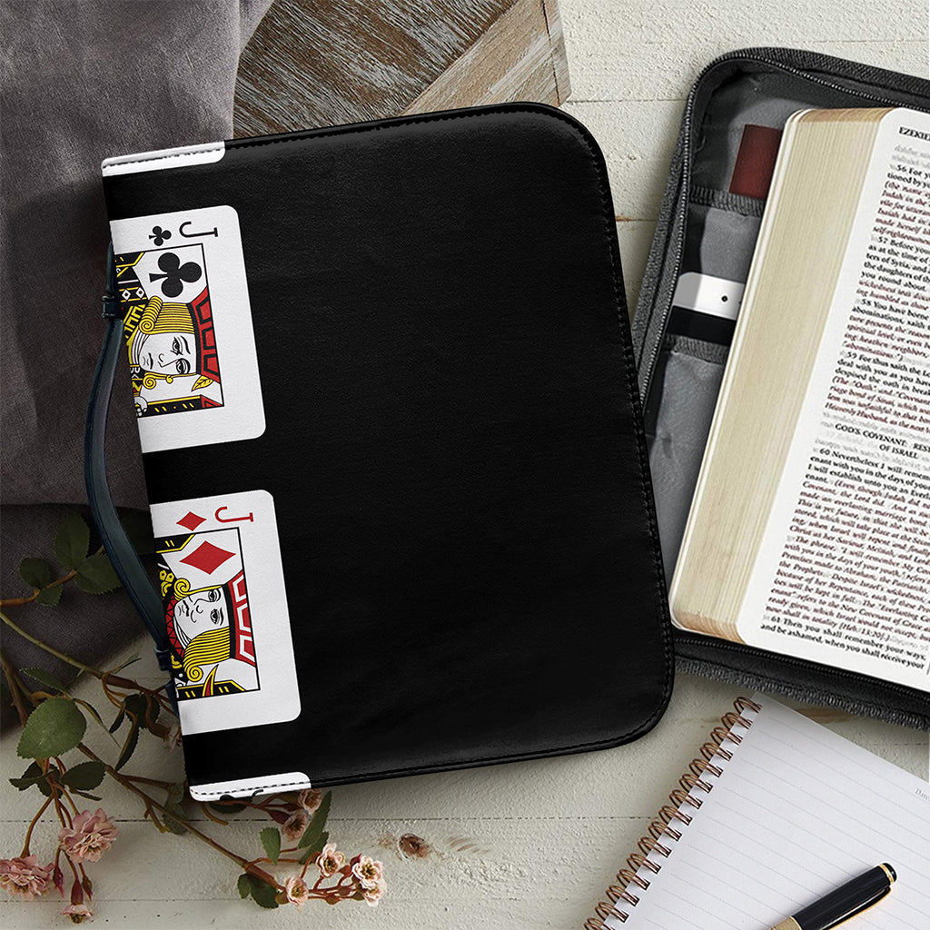Four Jacks Playing Cards Print Leather Bible Cover