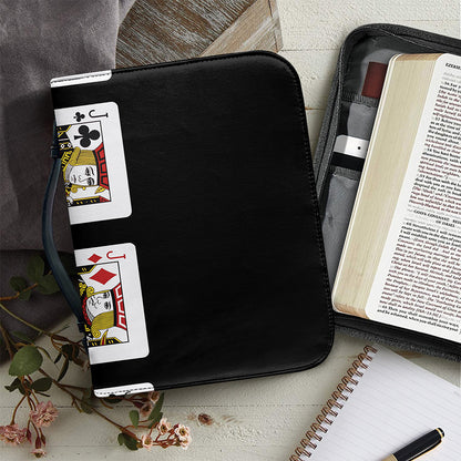 Four Jacks Playing Cards Print Leather Bible Cover